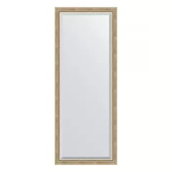 Зеркало напольное с фацетом в багетной раме, состаренное серебро с плетением 70 мм, 78x198 см 7527