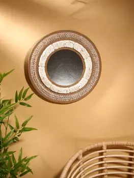 Зеркало настенное, 50 см, декорировано ракушкой