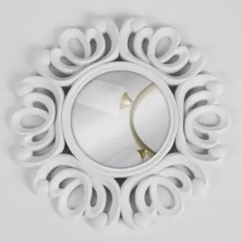 Зеркало настенное «Завитки», d зеркальной поверхности 11 см, цвет белый
