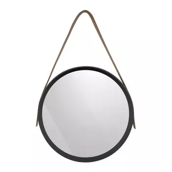 Зеркало настенное на ремне «Манхэттен», d=395 мм, цвет чёрный