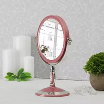 Зеркало настольное, двустороннее, с увеличением, d зеркальной поверхности 15 см, цвет МИКС