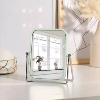 Зеркало настольное, двустороннее, с увеличением, зеркальная поверхность 10,3 × 14 см, цвет МИКС