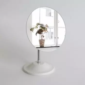 Зеркало настольное, на гибкой ножке, d зеркальной поверхности 15 см, белое
