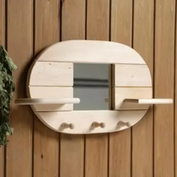 Зеркало "Овал", 3 крючка, сосна, натуральный, 542910 см