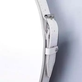 Зеркало "Ритц", d=500, на ремне из натуральной кожи, белый