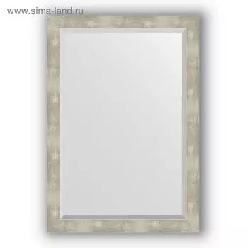 Зеркало с фацетом в багетной раме - алюминий 61 мм, 71 х 101 см, Evoform