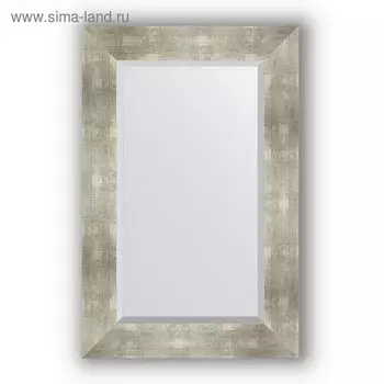 Зеркало с фацетом в багетной раме - алюминий 90 мм, 56 х 86 см, Evoform