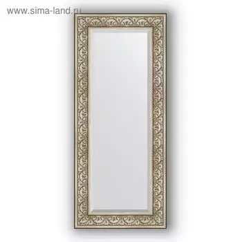 Зеркало с фацетом в багетной раме - барокко серебро 106 мм, 60 х 140 см, Evoform