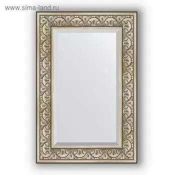 Зеркало с фацетом в багетной раме - барокко серебро 106 мм, 60 х 90 см, Evoform