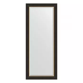 Зеркало с фацетом в багетной раме, черное дерево с золотом 71 мм, 64x154 см