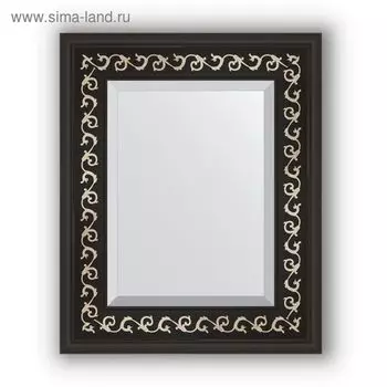 Зеркало с фацетом в багетной раме - чёрный ардеко 81 мм, 45 х 55 см, Evoform