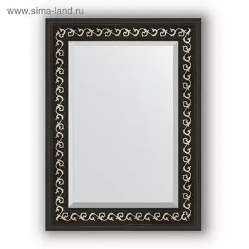 Зеркало с фацетом в багетной раме - чёрный ардеко 81 мм, 55 х 75 см, Evoform