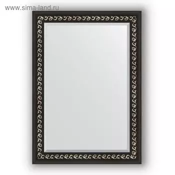 Зеркало с фацетом в багетной раме - чёрный ардеко 81 мм, 75 х 105 см, Evoform