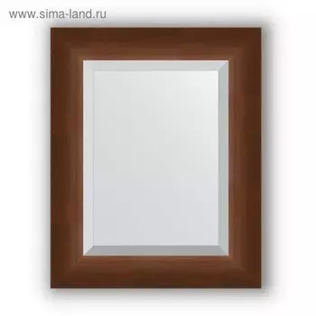 Зеркало с фацетом в багетной раме - орех 65 мм, 42 х 52 см, Evoform