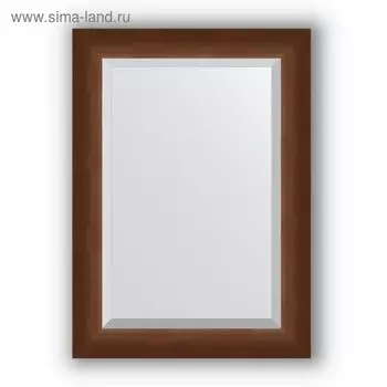 Зеркало с фацетом в багетной раме - орех 65 мм, 52 х 72 см, Evoform