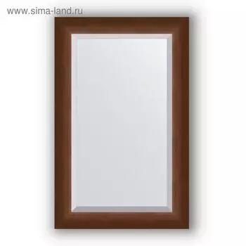 Зеркало с фацетом в багетной раме - орех 65 мм, 52 х 82 см, Evoform