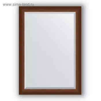 Зеркало с фацетом в багетной раме - орех 65 мм, 72 х 102 см, Evoform