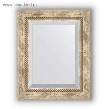 Зеркало с фацетом в багетной раме - прованс с плетением 70 мм, 43 х 53 см, Evoform