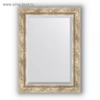 Зеркало с фацетом в багетной раме - прованс с плетением 70 мм, 53 х 73 см, Evoform