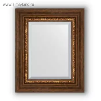 Зеркало с фацетом в багетной раме - римская бронза 88 мм, 46 х 56 см, Evoform