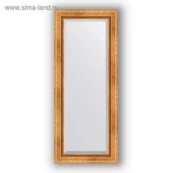 Зеркало с фацетом в багетной раме - римское золото 88 мм, 56 х 136 см, Evoform