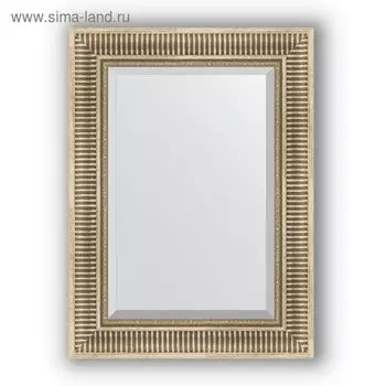 Зеркало с фацетом в багетной раме - серебряный акведук 93 мм, 57 х 77 см, Evoform