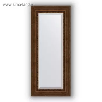 Зеркало с фацетом в багетной раме - состаренная бронза с орнаментом 120 мм, 62 х 142 см, Evoform