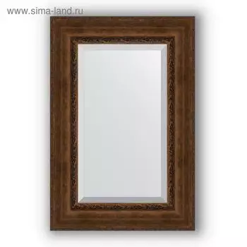 Зеркало с фацетом в багетной раме - состаренная бронза с орнаментом 120 мм, 62 х 92 см, Evoform