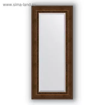 Зеркало с фацетом в багетной раме - состаренная бронза с орнаментом 120 мм, 67 х 152 см, Evoform