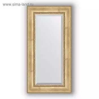 Зеркало с фацетом в багетной раме - состаренное серебро с орнаментом 120 мм, 62 х 122 см, Evoform