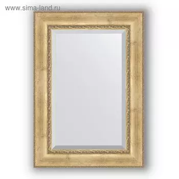 Зеркало с фацетом в багетной раме - состаренное серебро с орнаментом 120 мм, 72 х 102 см, Evoform
