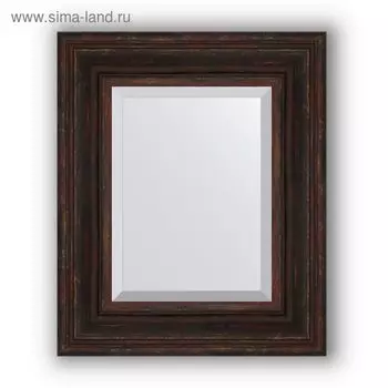 Зеркало с фацетом в багетной раме - тёмный прованс 99 мм, 49 х 59 см, Evoform