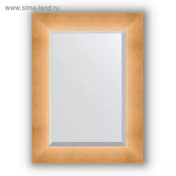 Зеркало с фацетом в багетной раме - травленое золото 87 мм, 56 х 76 см, Evoform