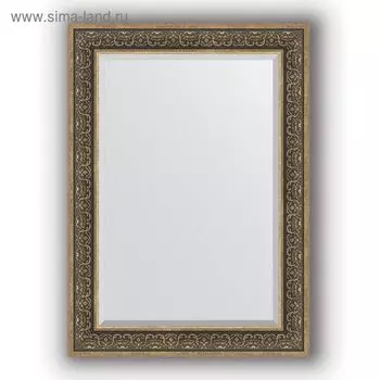 Зеркало с фацетом в багетной раме - вензель серебряный 101 мм, 79 х 109 см, Evoform