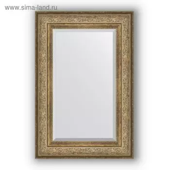Зеркало с фацетом в багетной раме - виньетка античная бронза 109 мм, 60 х 90 см, Evoform