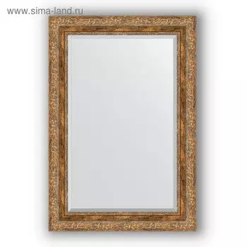 Зеркало с фацетом в багетной раме - виньетка античная бронза 85 мм, 65 х 95 см, Evoform
