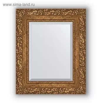 Зеркало с фацетом в багетной раме - виньетка бронзовая 85 мм, 45 х 55 см, Evoform