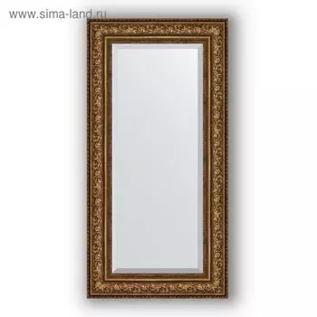 Зеркало с фацетом в багетной раме - виньетка состаренная бронза 109 мм, 60 х 120 см, Evoform