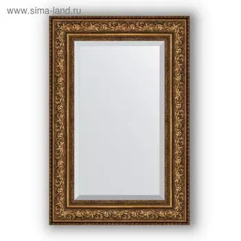 Зеркало с фацетом в багетной раме - виньетка состаренная бронза 109 мм, 60 х 90 см, Evoform