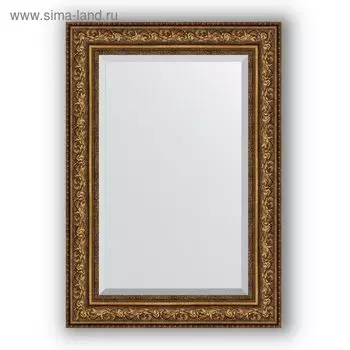 Зеркало с фацетом в багетной раме - виньетка состаренная бронза 109 мм, 70 х 100 см, Evoform