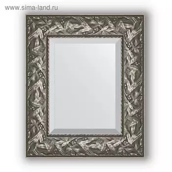 Зеркало с фацетом в багетной раме - византия серебро 99 мм, 49 х 59 см, Evoform