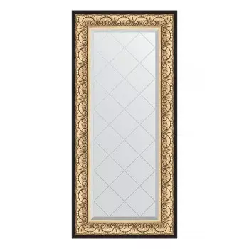 Зеркало с гравировкой в багетной раме, барокко золото 106 мм, 60x130 см