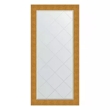 Зеркало с гравировкой в багетной раме, чеканка золотая 90 мм, 76x158 см