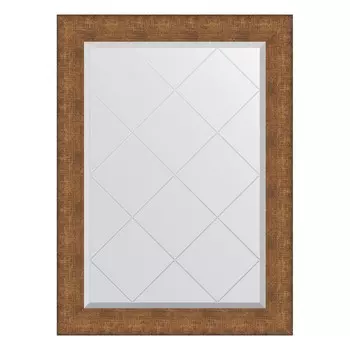 Зеркало с гравировкой в багетной раме, медная кольчуга 88 мм, 77x104 см