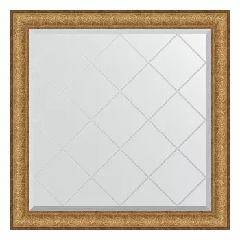 Зеркало с гравировкой в багетной раме, медный эльдорадо 73 мм, 84x84 см