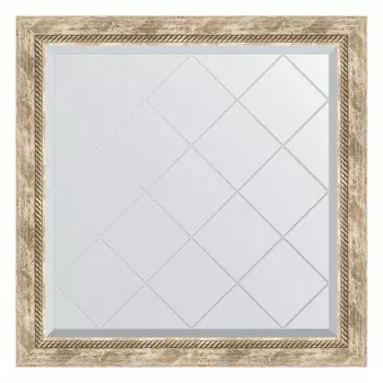 Зеркало с гравировкой в багетной раме, прованс с плетением 70 мм, 83x83 см
