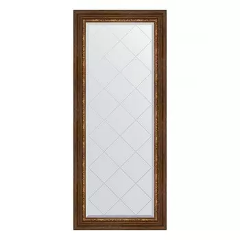 Зеркало с гравировкой в багетной раме, римская бронза 88 мм, 66x156 см