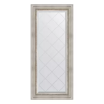 Зеркало с гравировкой в багетной раме, римское серебро 88 мм, 56x126 см