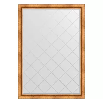 Зеркало с гравировкой в багетной раме, римское золото 88 мм, 131x186 см