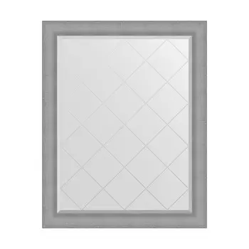 Зеркало с гравировкой в багетной раме, серебряная кольчуга 88 мм, 97x122 см